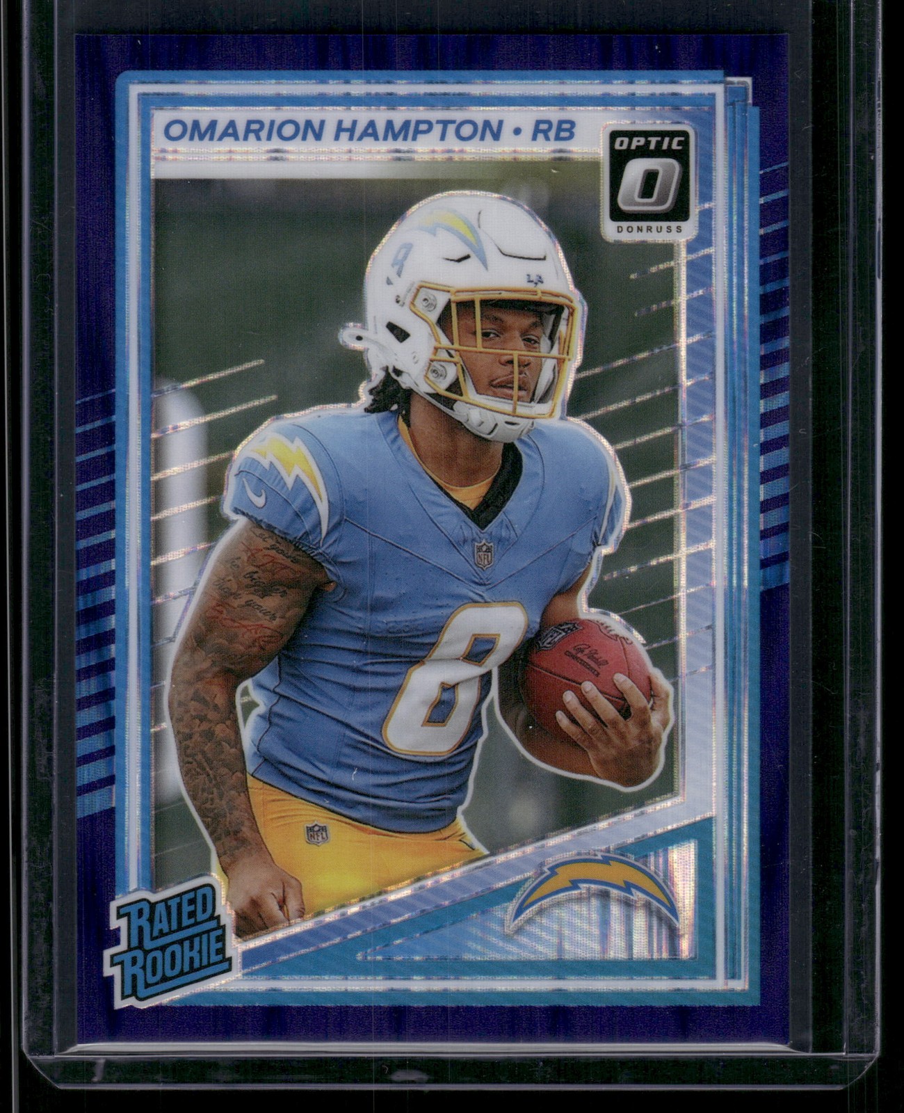 2025 Donruss Optic #212 Omarion Hampton Purple Shock Rookie