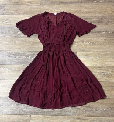 Sundance Arolyn Dress Sz XS Burgundy Fairy Boho Festive Fall Christmas  Holiday | eBay