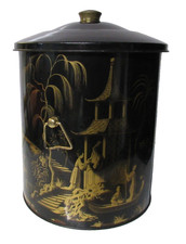 Vintage Worcester Ware Gilded Toleware Chinoiserie Coal Bucket Barrel FREE P&P