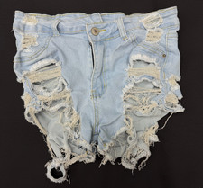 Shein Womens Size MEDIUM Distressed Denim Jean Shorts High Rise B13