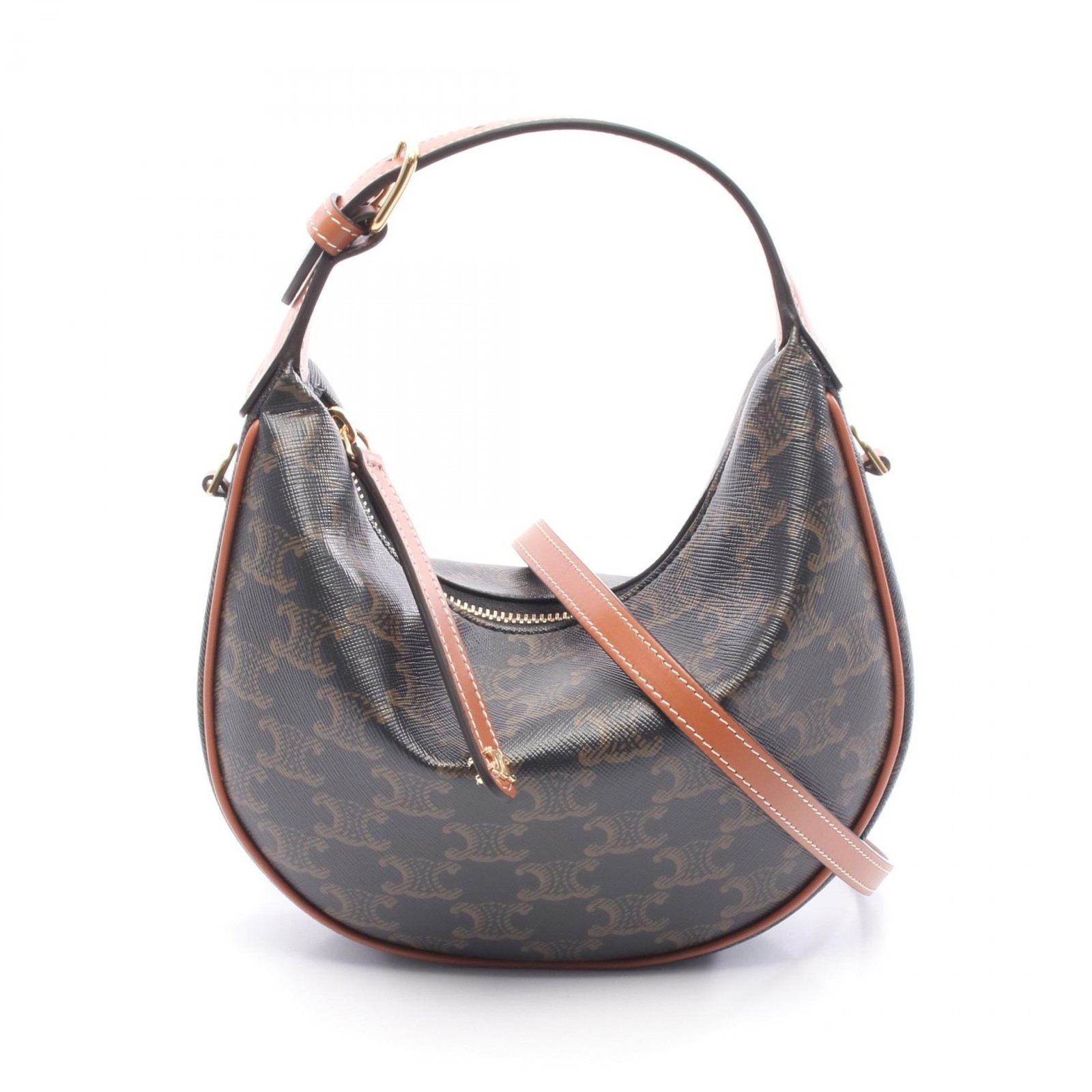 CELINE Triomphe Shoulder Handbag 120722FQM04LU canvas leather Brown NEW Women