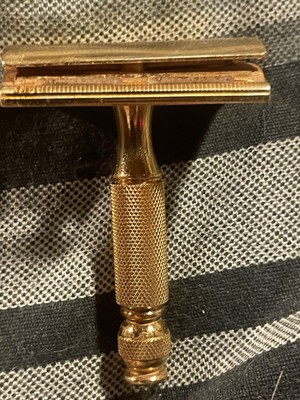 Vintage 1950s Gillette Travel Shaving Kit in Leather Zippered Case.