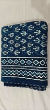 Indian Hand Block Printed Twin Size Cotton Kantha Quilt Throw Blanket Bedspread
