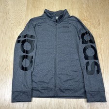 Adidas Track Jacket Unisex Youth Large Gray Full Zip Big Logo Sleeves Athletic