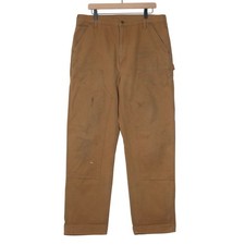 CARHARTT Double Knee Work Pants Dungaree Fit Sz 36x34 Brown Cotton B136