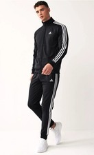Adidas Essentials 3 Stripes Black Tracksuit Jacket  Pants Sz XL GK9651 NWT