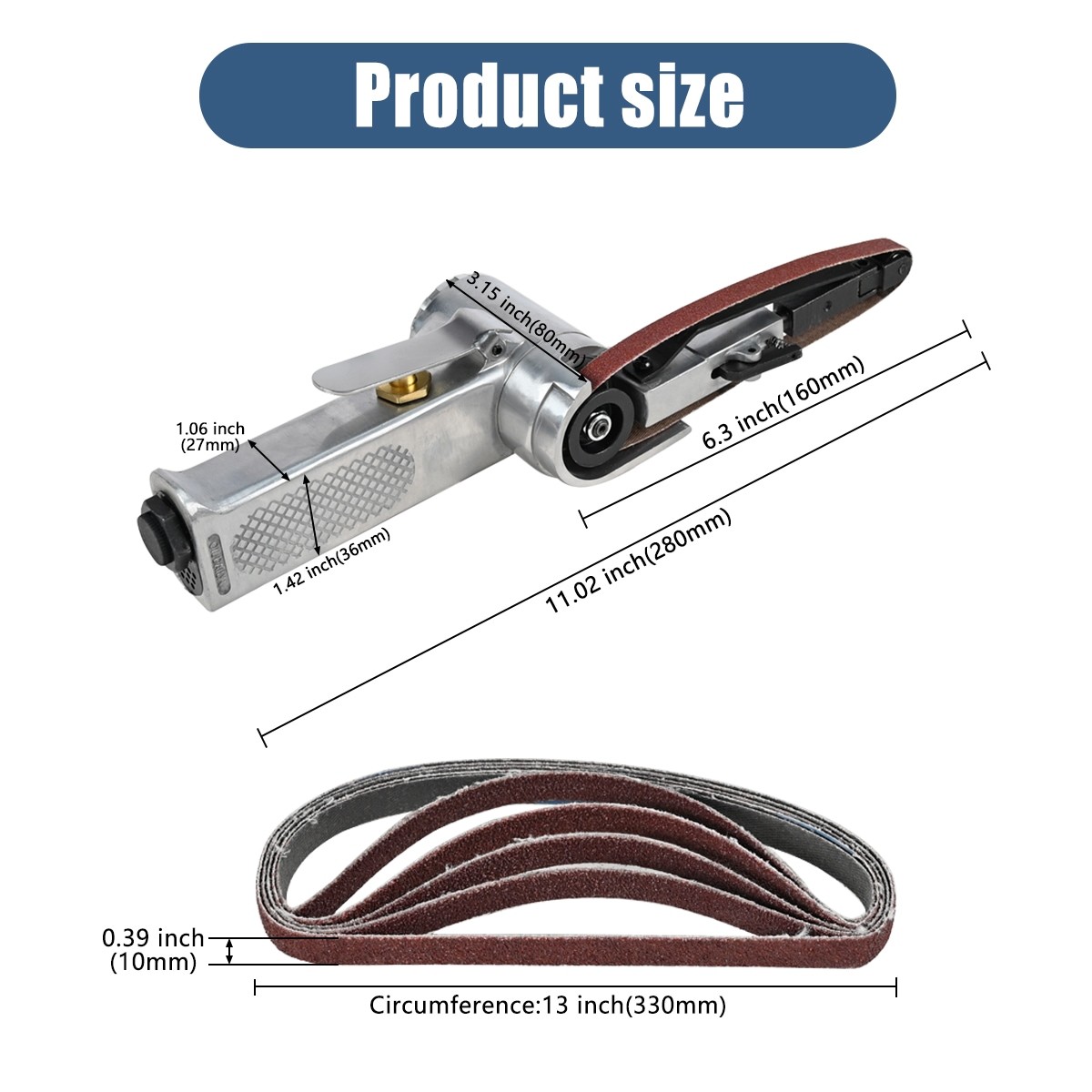 Air Belt Sander Finger File 10 x 330mm Sanding Tool + 25pcs Sanding Belts 2