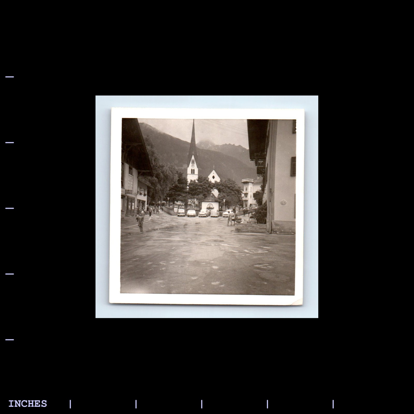 Old Vintage Square Photo STREET SCENE VILLAGE CHURCH MAYRHOFEN TYROL AUSTRIA