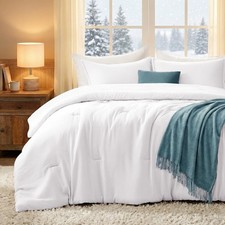 Queen Comforter Sets White,3PCS Soft Lightweight Breathable Bedding Comforter...