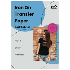 Iron on Transfer Paper for Dark Fabric Compatible with Inkjet Printer, 8.5 x ...