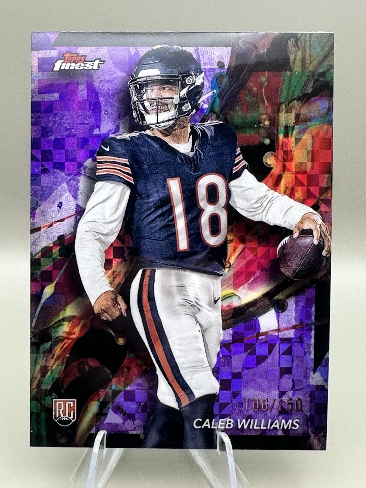 2024 Topps Finest Caleb Williams #61 Purple Checkerboard Refractor /150 (RC)