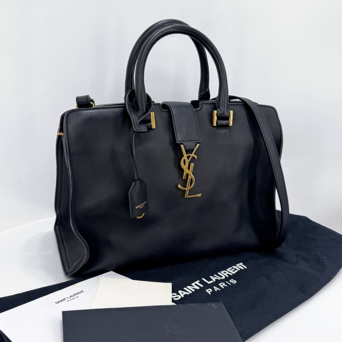 Saint Laurent Cabas piccola borsa nera tote e tracolla (424869) 130491055