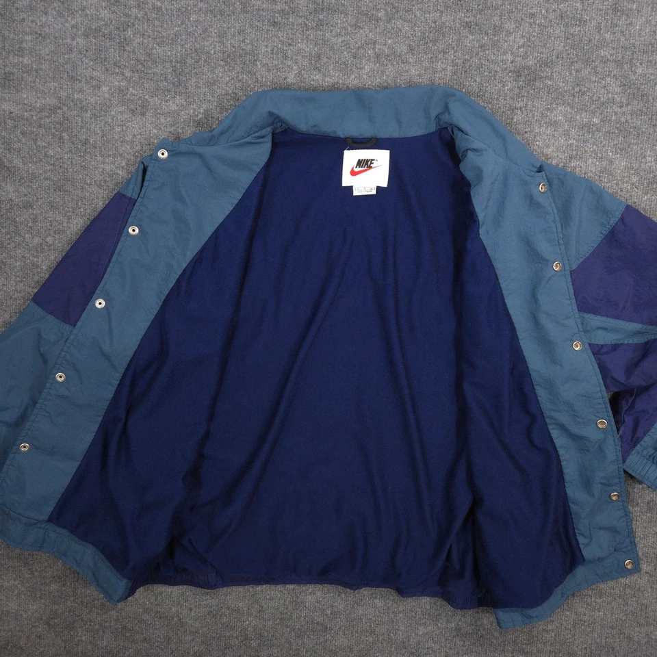 Chaqueta cortavientos vintage Nike para hombre XL azul a presión forrada de lana Swoosh años 90 Foto 4 de 4