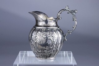 echte Silberkanne Relief Bild Ansicht altes Tafelsilber Kännchen Rokokostil
