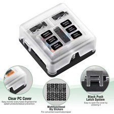 6 Way Car Boot Power Distribution 12V Blade Fuse Holder Box Block Panel Board