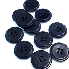 12 Buttons Black Blue Plastic 4-Hole Sew Through Sewing 20 mm #BK99