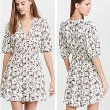 GANNI Printed Floral Crepe Mini Dress Size 36 US 4