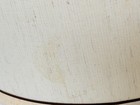 Vintage Mid Century Drum Lamp Shade Pair Beige Brown Stripe 17" Tall — photo 6