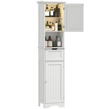 HOMCOM 170cm Tall Bathroom Storage Cabinet with LED Light, Adjustable Shelf