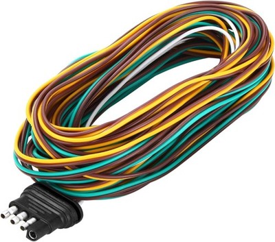 25FT 4 Wire, 18 AWG Color Coded Wiring Harness, 4 Flat Connector, W Size: 25FT