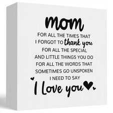Sentimental Mom Thank You Quote Wooden Box Sign Home Desktop Decoration Gift