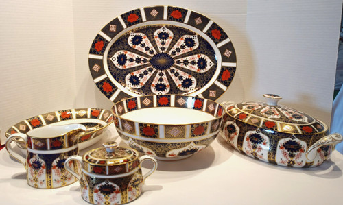 80s Royal Crown Derby OLD IMARI 1128 English Bone China Serving Pieces U Choose