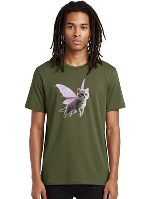 Cat-Unicorn Mens Graphic Tee, 100% Cotton, Casual Summer Wear