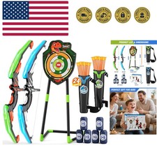 2 Pack Bow and Arrow for Kids, LED Light Up Archery Set with 24 Suction Cup A...