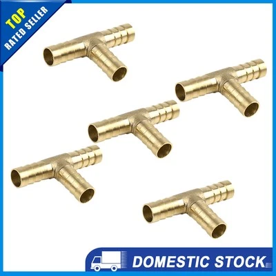 X AUTOHAUX 10 mm Schlauchtülle Messing 3-Wege-T-Stück Kraftstoff Luft Gas Ölleitung 5 Stück