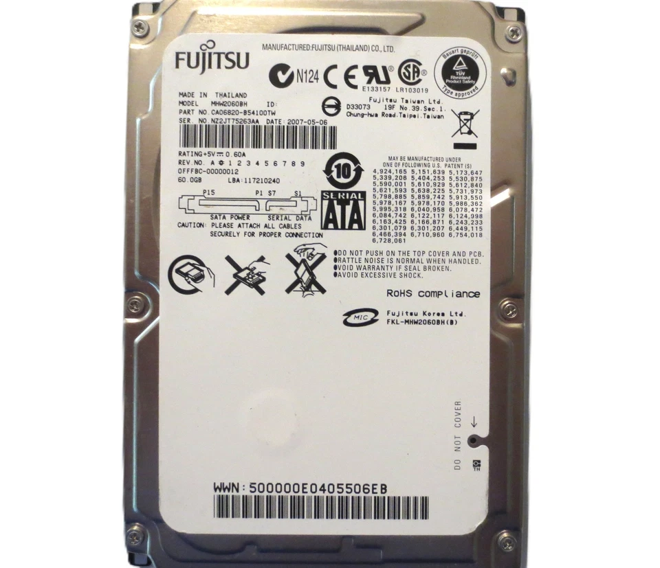 Fujitsu MHW2060BH CA06820-B54100TW 0FFFBA-00000012 (NZ2) Thailand 60gb 2007 - Image 4 of 4