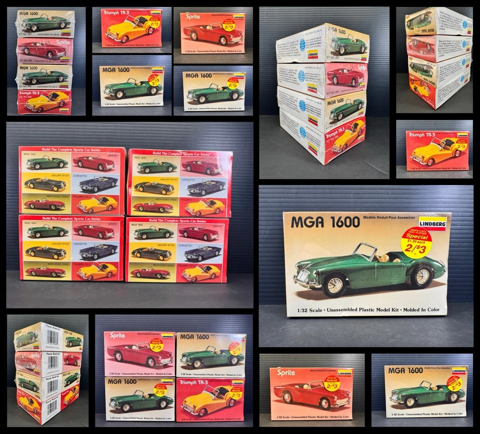 Lot of (4) 1:32 Scale Lindberg Plastic Model Car Kits All Factory Sealed DF4 - Image 2 of 4