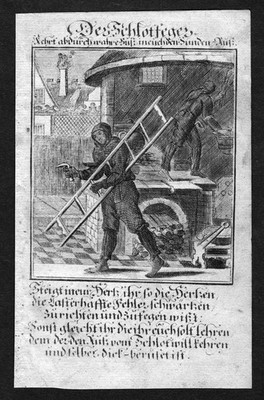 Schornsteinfeger chimney sweeper Beruf profession Weigel Kupferstich antique