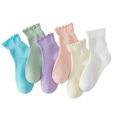 6 Pairs of Ruffle Socks Women Cute Ruffle Ankle Cotton Frilly Dress Sock