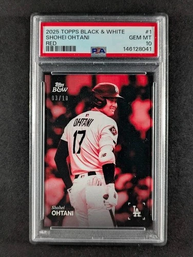 2025 Topps Black & White SHOHEI OHTANI 3/10 True Red SP LA Dodgers PSA 10 POP 2