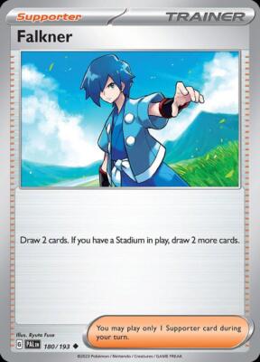 falkner pokemon card price Scarlet and Violet Paldea Evolved #180/193 Reverse Holo Trading Draw 2 cards Falkner (sv2-251) - PokemonCard