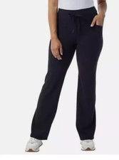 32 Degrees Women's Wide Leg Ribbed Semi-Flare Yoga Pants, Black, XS