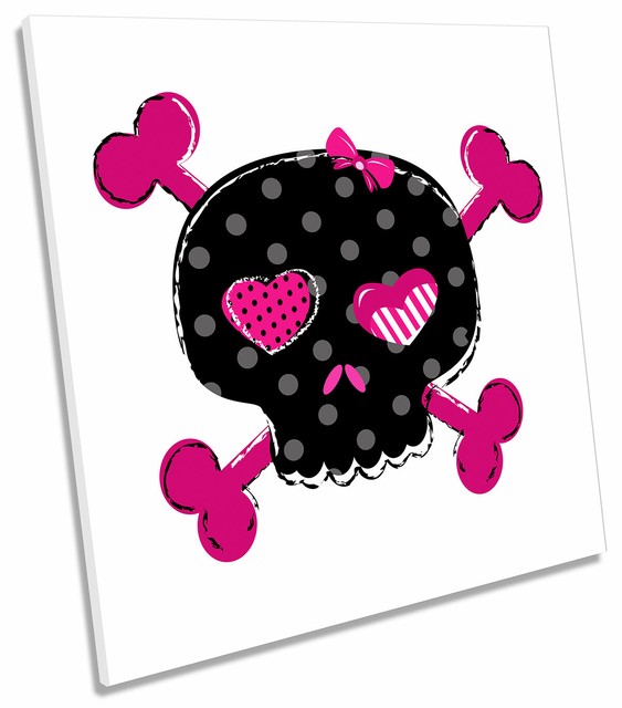 Skull Crossbones Candy Pink Print CANVAS WALL ART Square Picture eBay