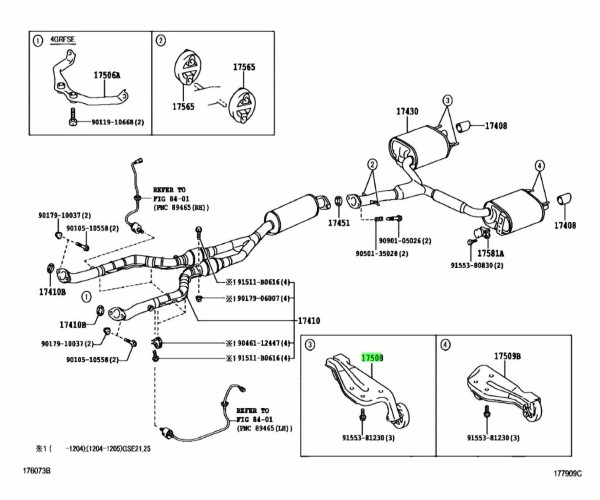 TOYOTA LEXUS IS250 SUPPORT EXHAUST PIPE NO.3/4 Genuine 17508-31101