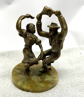 Vintage Dancing Couple Salsa Flamenco Sculpture on Marble Base (SH)
