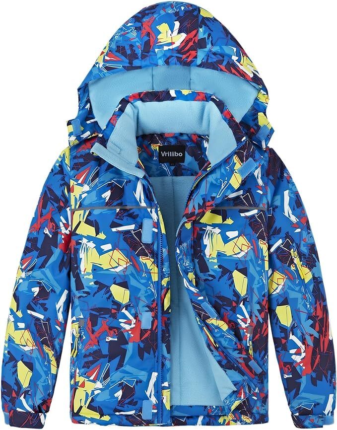 Boy's Three Layers Thick Warm Waterproof Winter Coat Ski Jacket Size:  3-4