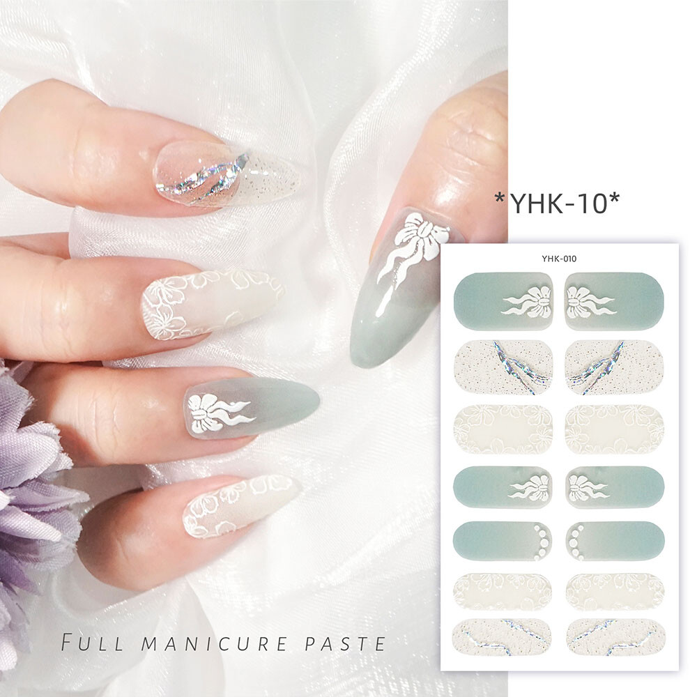 Semicured UV Gel Nail Art Stickers Full Cover Nail Strips Press On