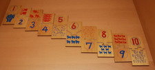 NICE Vintage Wooden Numbers 1-10 Matching Pictures Puzzle Learning
