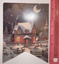 Christmas Decor Holiday Vintage Style Flag Style Die Cut Cardboard 5 X 7
