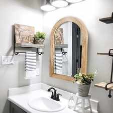 LOSOUR Arched Mirror, Farmhouse Decor Solid Wood Frame Wall Mirror, Bathroom ...