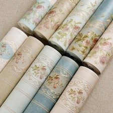 3D Papier Peint Gaufré Autocollant Rouleau Damas PVC Autocollant Vintage Floral