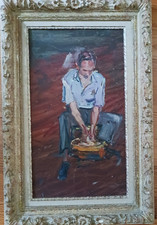 Georges Lapchine (1885-1951) Ecole de Paris, painting potter sitting painting