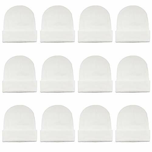 WhiteKnitWholesalepackof12plainblanklongfoldupbeanieHats