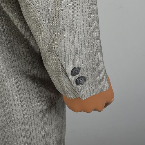 Large 1980s Mens Two Piece Suit Silver Grey Laurence Stevens Eric-Salm - Picture 9 of 10