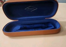Fossil Eyeglass/Sunglasses Case: Hinged Back, Royal Blue Velvet Lining EUC