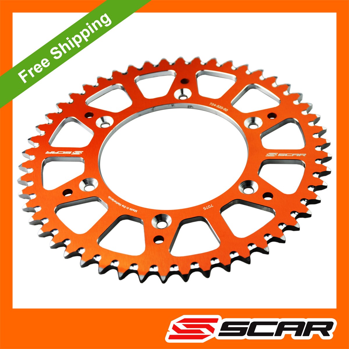 SCAR Aluminium Sprocket Compatible with KTM SX/SXF/EXC/EXCF 125 150 250 300 350 450 500 93-22 Black 50T